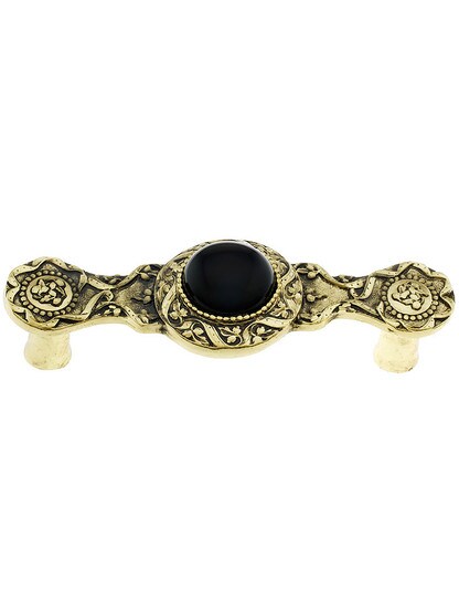 Victorian Jewel / Onyx Pull In Brite Brass .